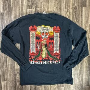 US Army Sapper Engineers Diamondbacks Skull Snake Graphic LS Tee Black M Gildan